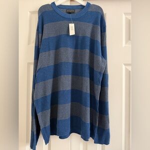 Banana Republic Factory Blue and Gray Striped Long Sleeve Shirt